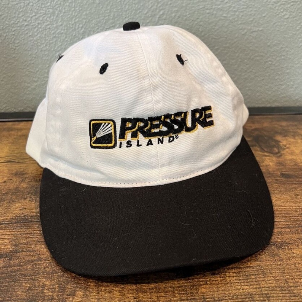 Pressure Island Black White Adjustable Hat Cap Otto Snap Back Travel